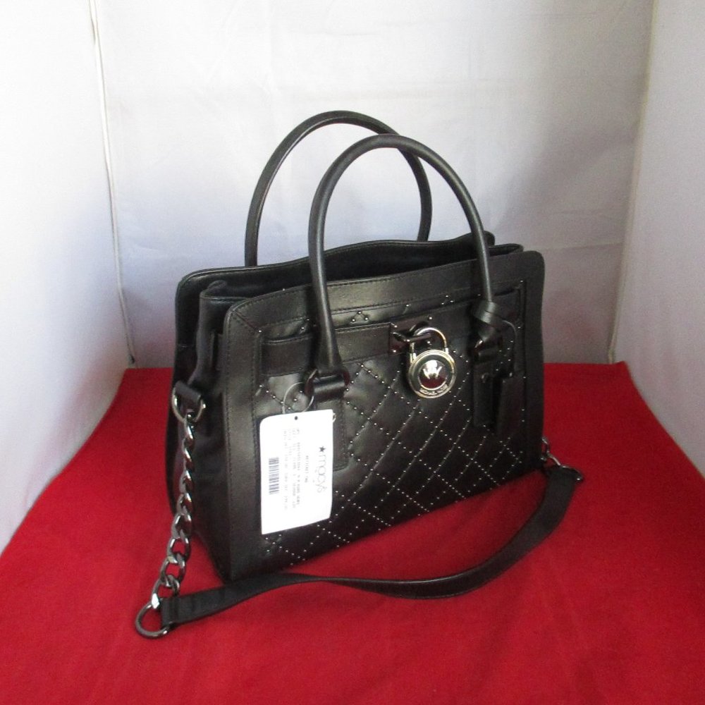 Michael Kors Hamilton Micro Stud E / W Satchel $398 Black #026 - Picture 4 of 15